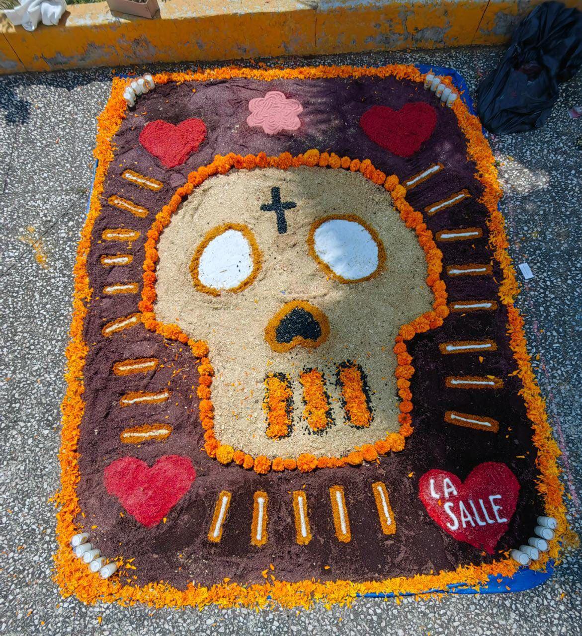 TAPETE DÍA DE MUERTOS EN EL COLEGIO DE MORELIA 