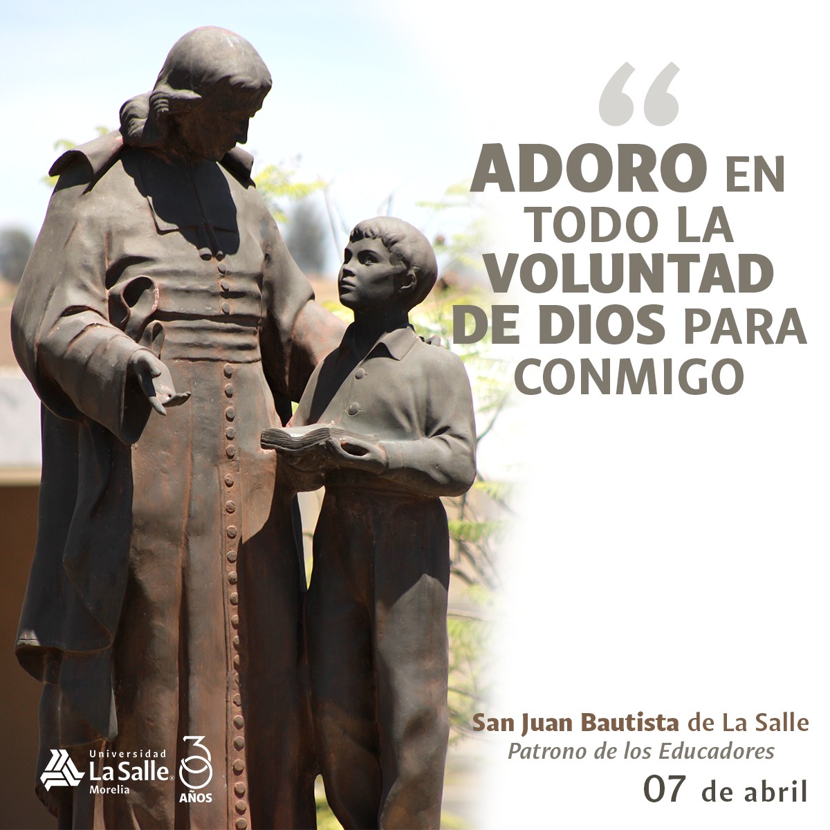 REZO DE ANGELUS POR ANIVERSARIO LUCTUOSO DE SAN JUAN BAUTISTA DE LA SALLE 