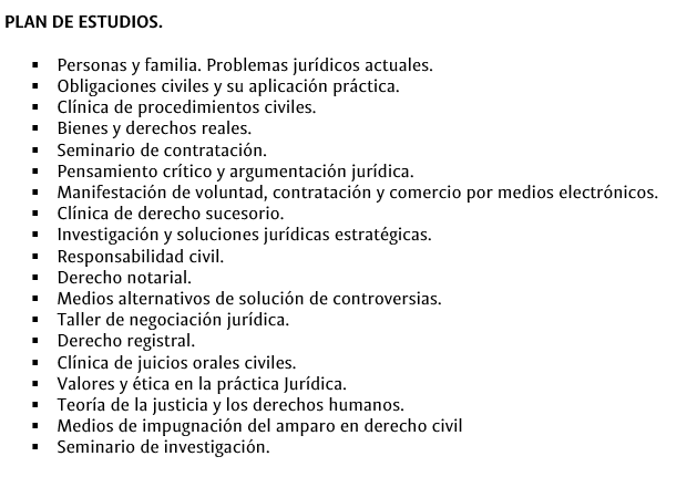 MAESTRÍA - MAESTRÍA EN DERECHO CIVIL- PLAN DE ESTUDIOS